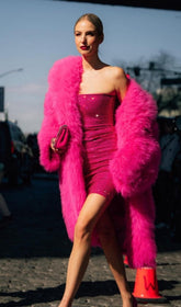 BANDEAU-MINIKLEID MIT PAILLETTEN IN DUNKELKRISTALL